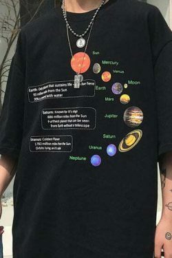 Cosmos Solar System Tee - Y2K Fashion with Coquette Aesthetic, Grunge Style, and Pastel Goth Vibes
