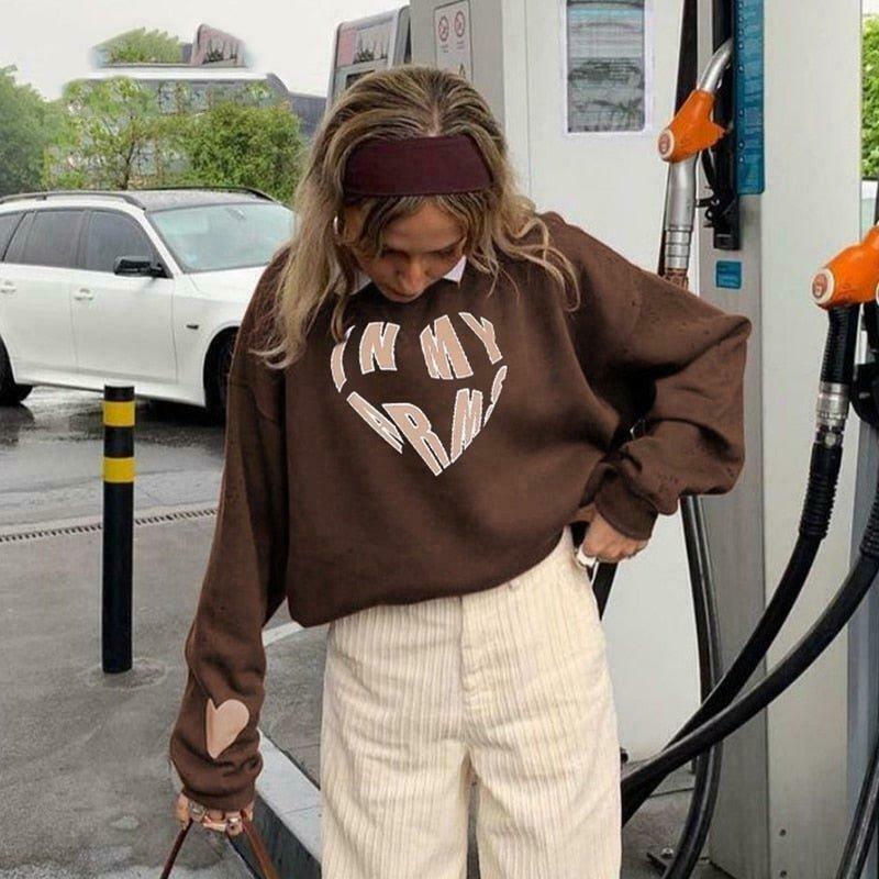 Cozy 'In My Arms' Sweatshirt - Y2K Aesthetic Fashion for Women