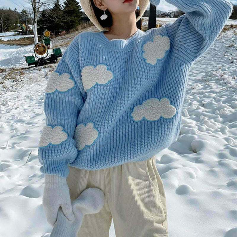Cozy Clouds Pullover: Y2K Aesthetic Hoodie - Grunge, Cute Tops, Pastel Goth & More