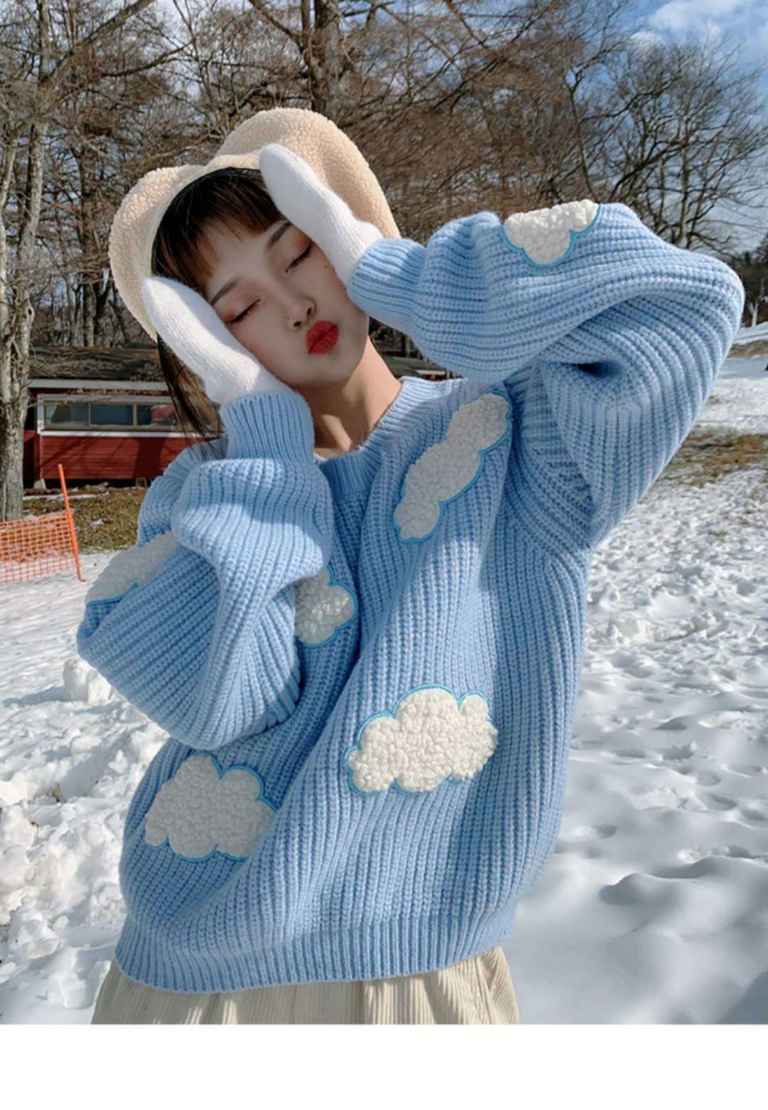 Cozy Clouds Pullover: Y2K Aesthetic Hoodie - Grunge, Cute Tops, Pastel Goth & More