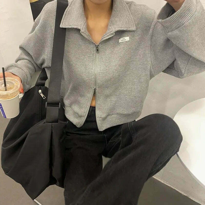 Cozy Cocoa Cropped Jacket - Y2K Fashion Aesthetic for Women