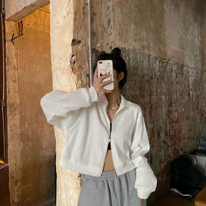 Cozy Cocoa Cropped Jacket - Y2K Fashion Aesthetic for Women