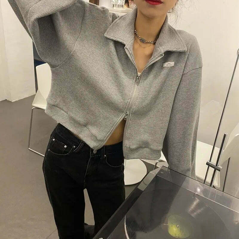 Cozy Cocoa Cropped Jacket - Y2K Fashion Aesthetic for Women