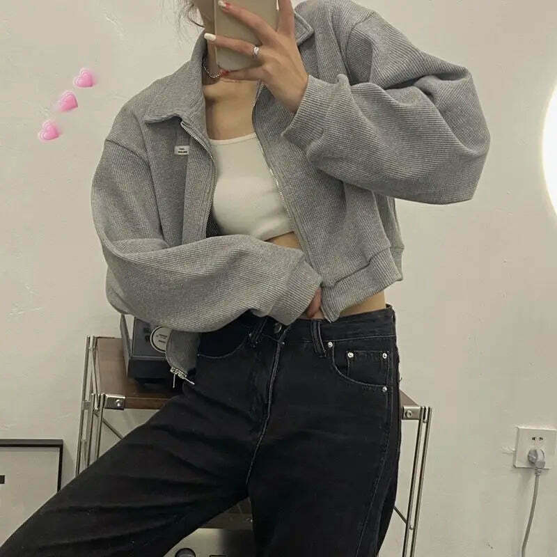 Cozy Cocoa Cropped Jacket - Y2K Fashion Aesthetic for Women