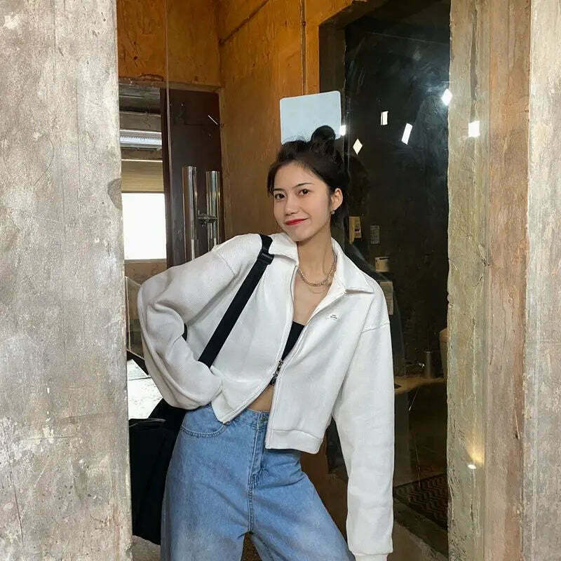 Cozy Cocoa Cropped Jacket - Y2K Fashion Aesthetic for Women