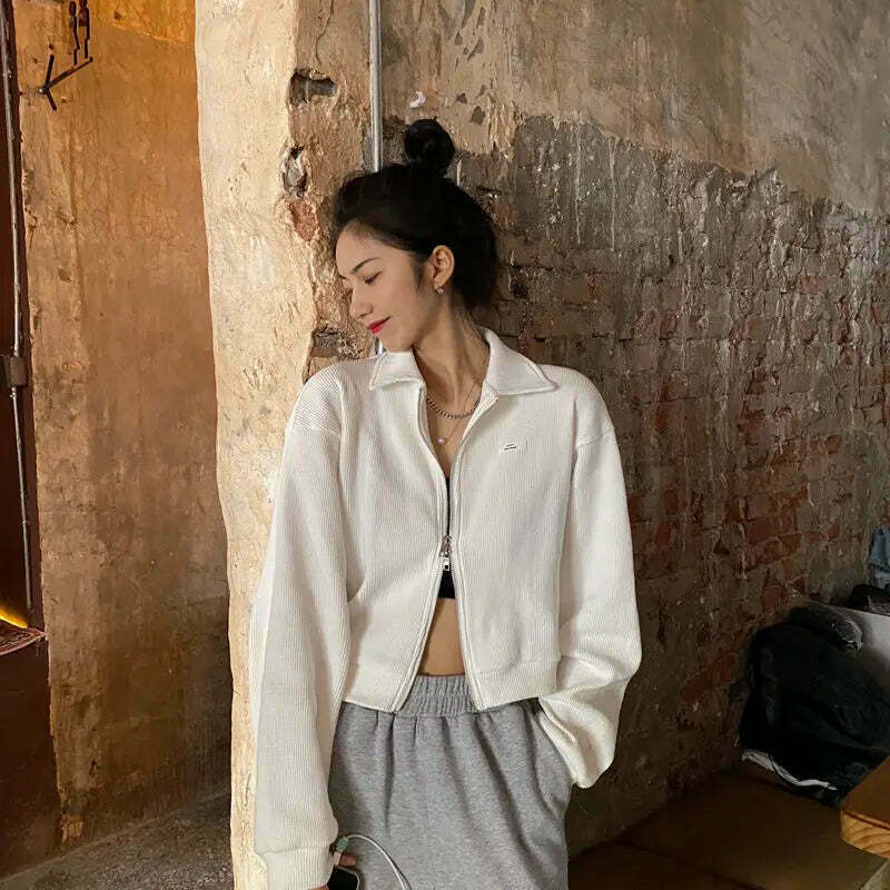 Cozy Cocoa Cropped Jacket - Y2K Fashion Aesthetic for Women
