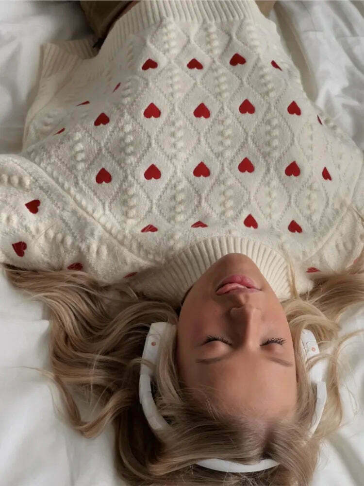 Cozy Cupid's Comfort Knit Sweater in Y2K Aesthetic for Women's Fashion