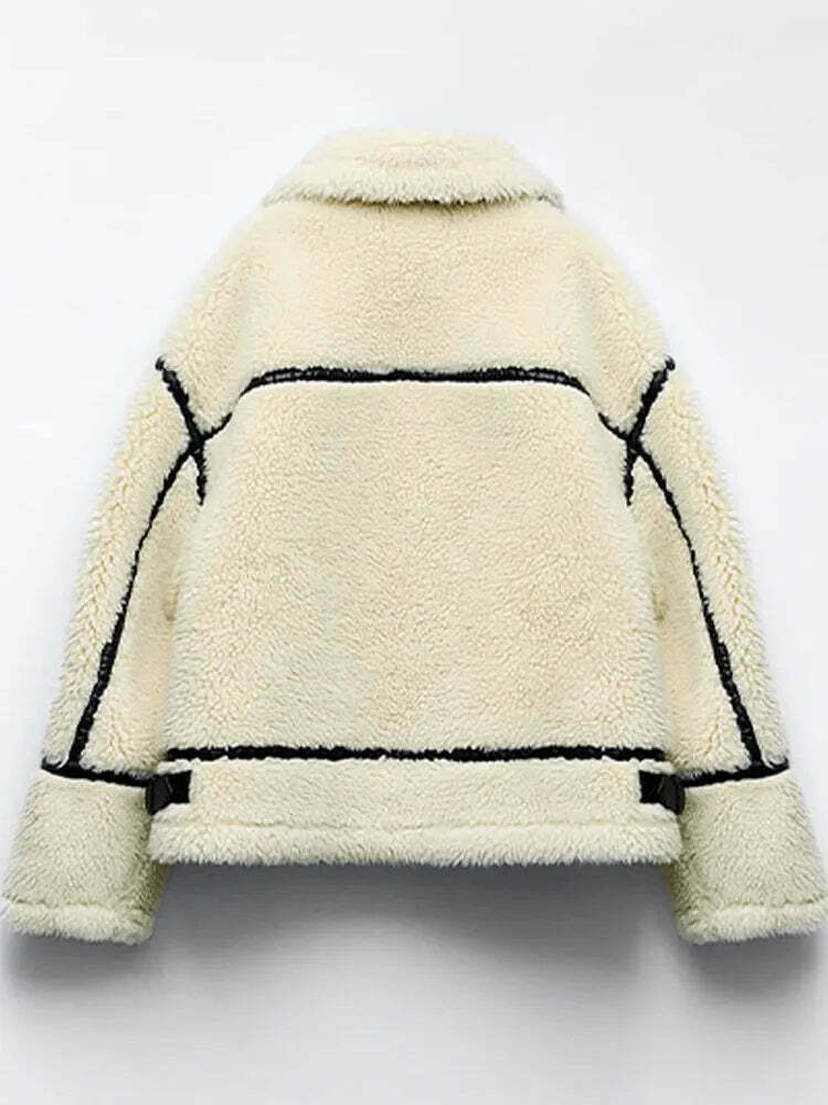 Cozy Faux Fur Zipper Hoodie - Y2K Aesthetic Fashion for Women