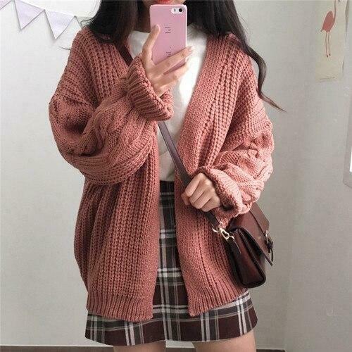 Cozy Hygge Cardigan: Y2K Fashion - Grunge Aesthetic, Cute Tops, Pastel Goth, Cargo Skirt