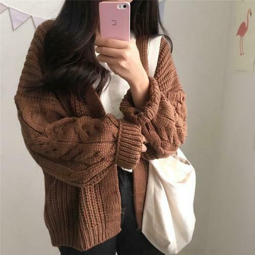 Cozy Hygge Cardigan: Y2K Fashion - Grunge Aesthetic, Cute Tops, Pastel Goth, Cargo Skirt