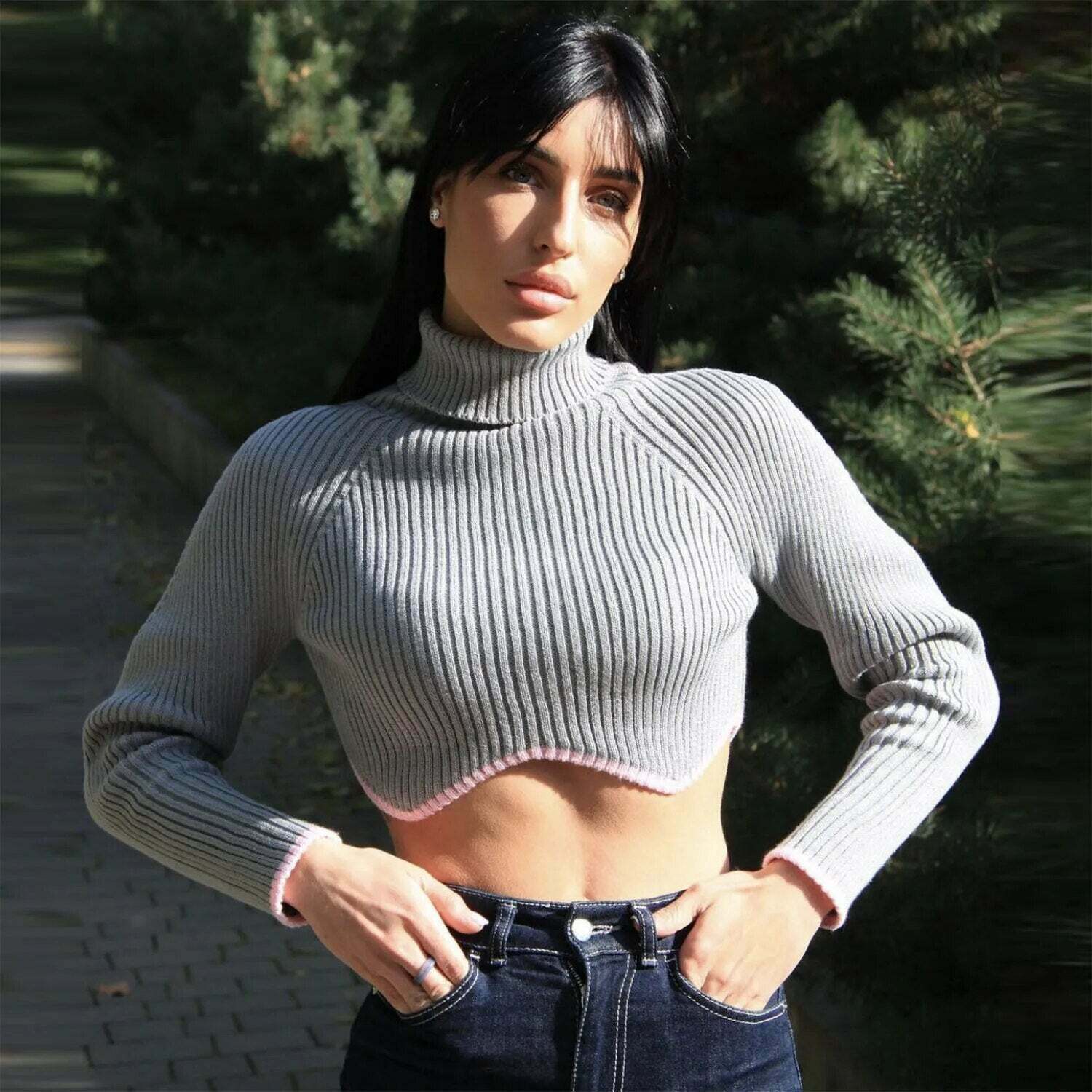 Cozy Knit Turtleneck Sweater for Women - Y2K Fashion with a Touch of Coquette Aesthetic