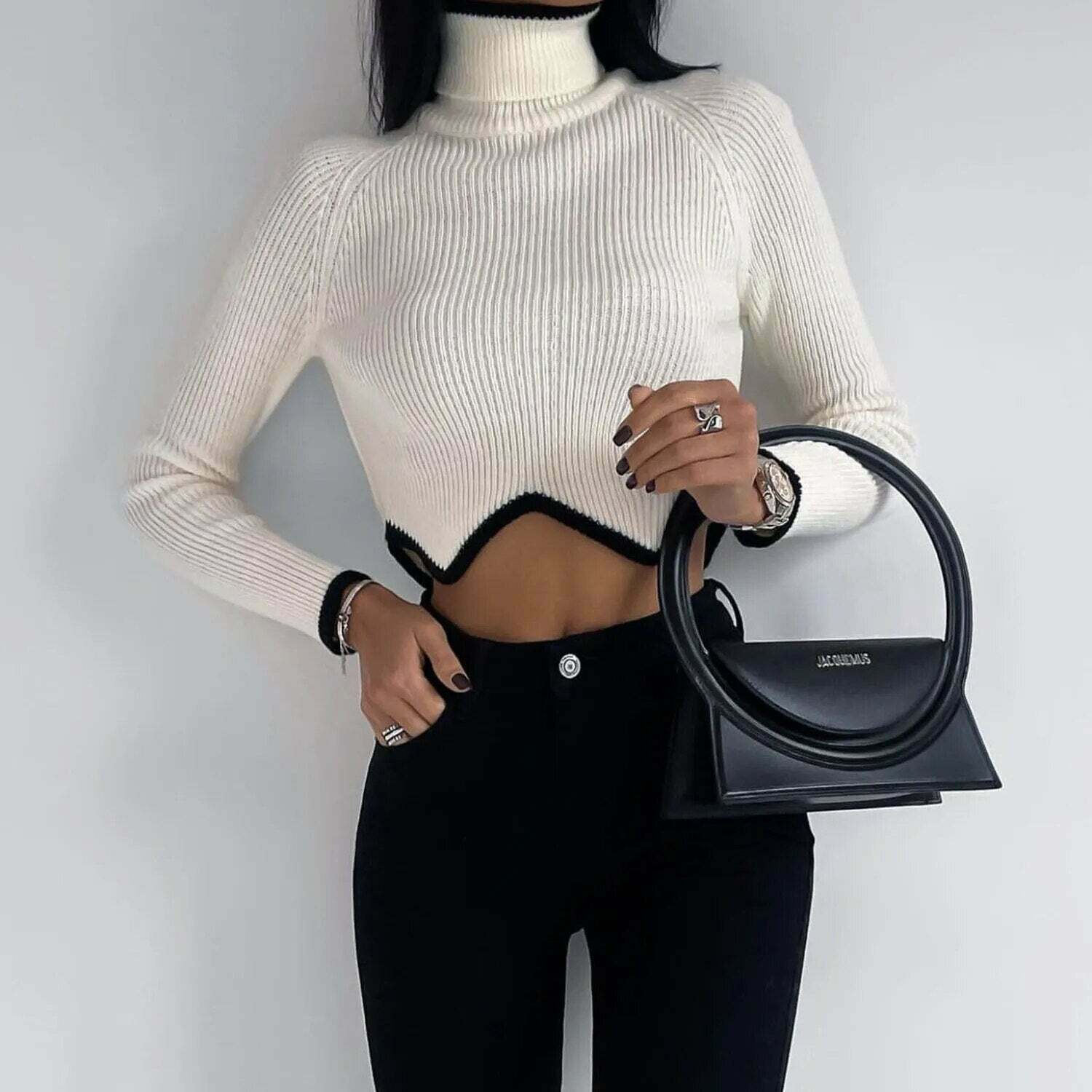Cozy Knit Turtleneck Sweater for Women - Y2K Fashion with a Touch of Coquette Aesthetic