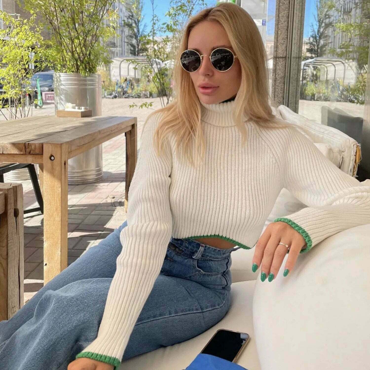Cozy Knit Turtleneck Sweater for Women - Y2K Fashion with a Touch of Coquette Aesthetic