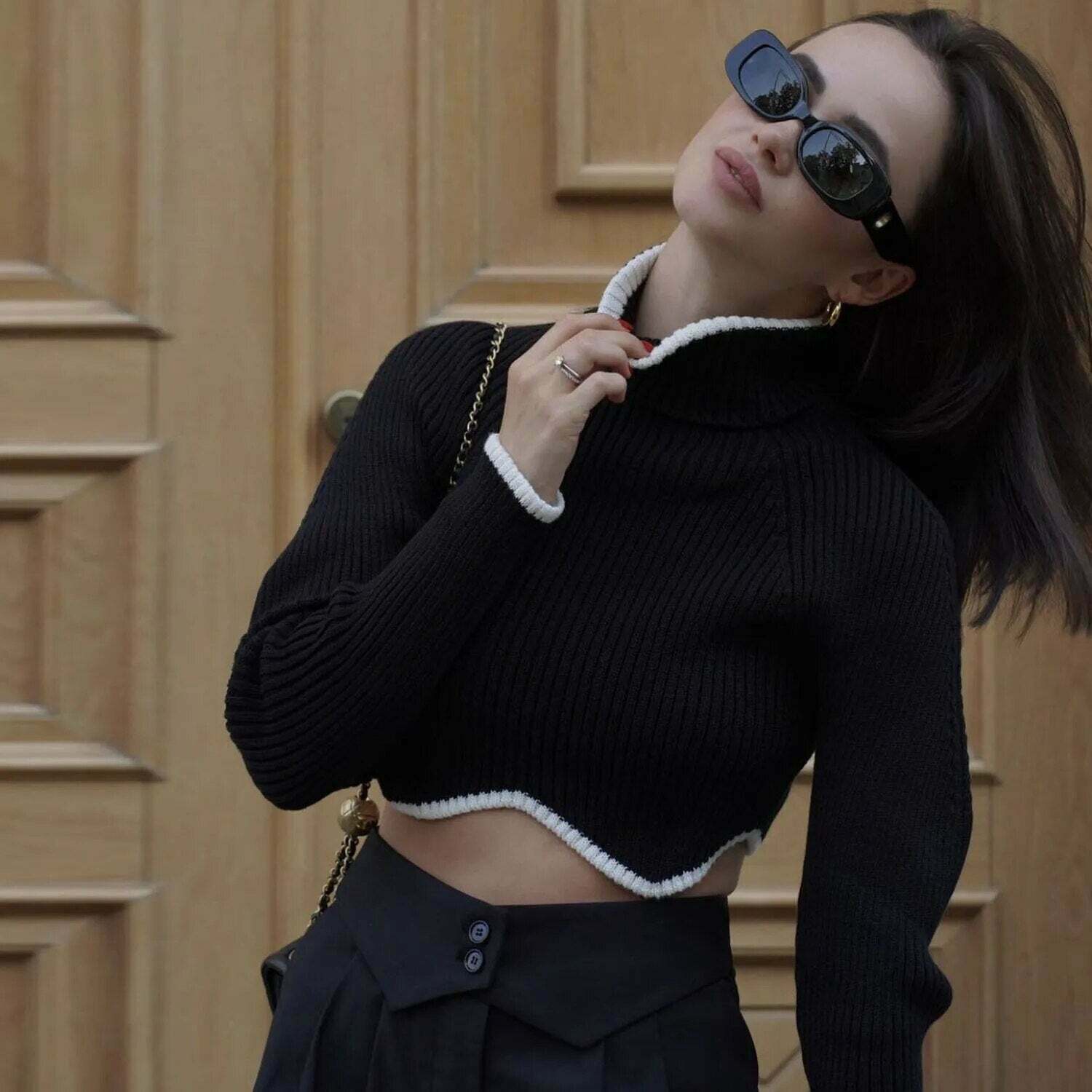 Cozy Knit Turtleneck Sweater for Women - Y2K Fashion with a Touch of Coquette Aesthetic