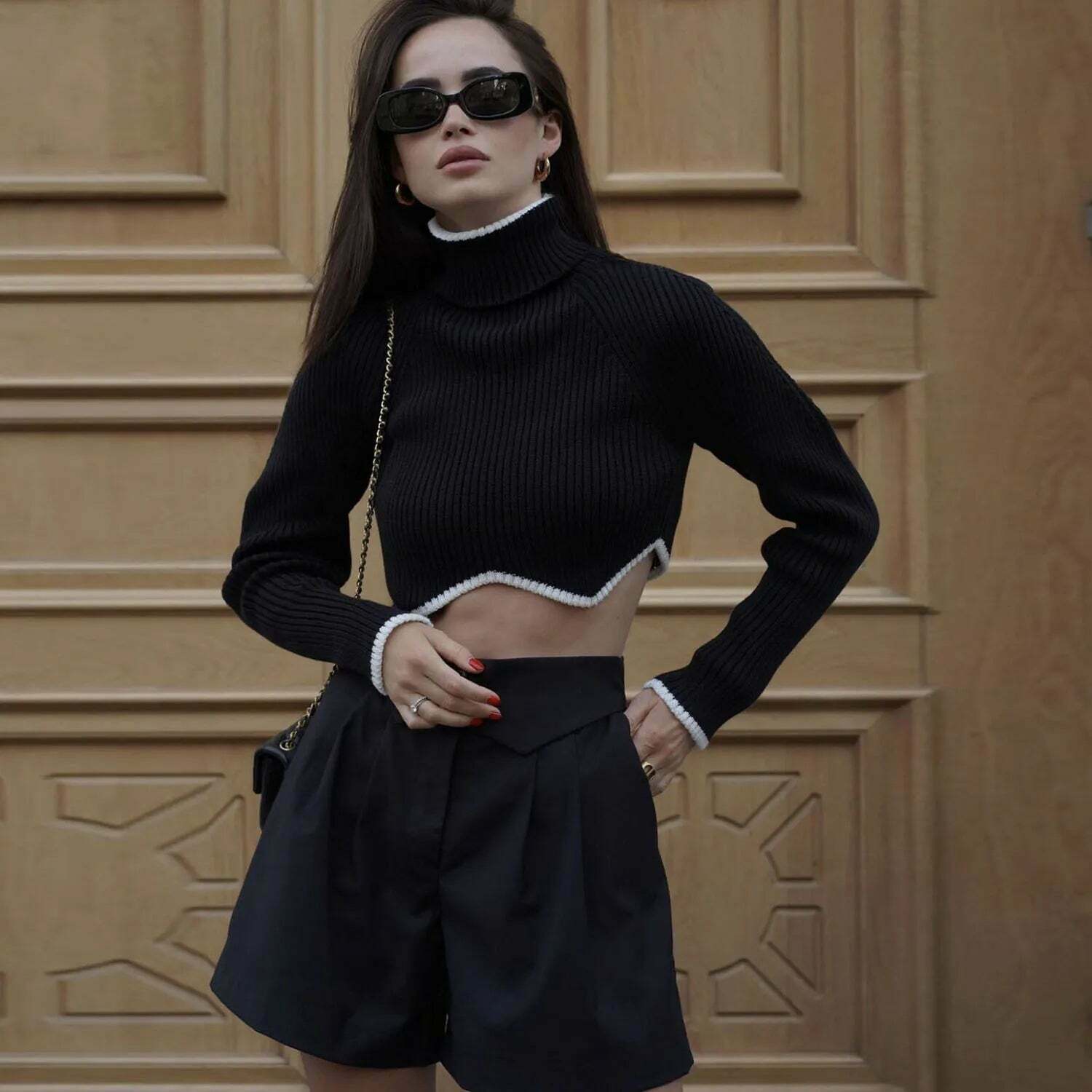 Cozy Knit Turtleneck Sweater for Women - Y2K Fashion with a Touch of Coquette Aesthetic