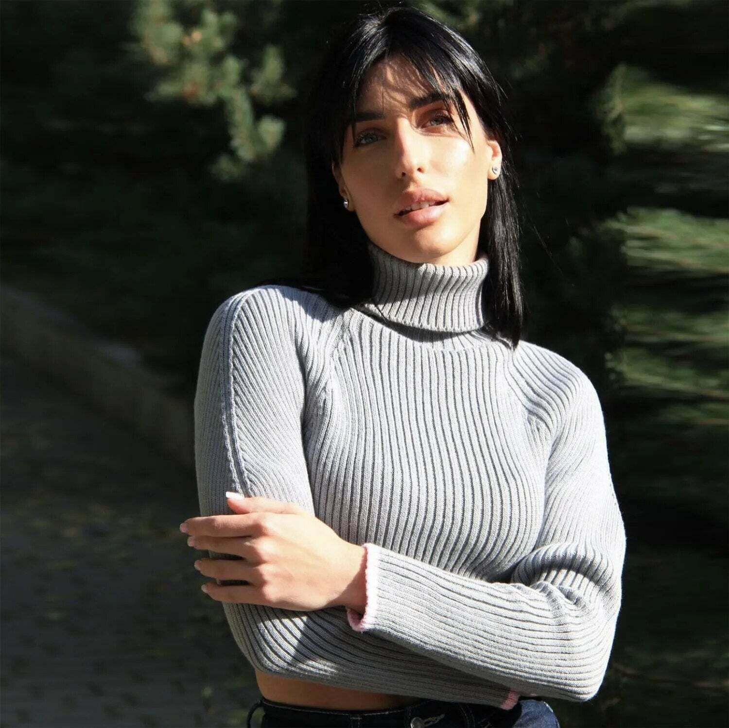 Cozy Knit Turtleneck Sweater for Women - Y2K Fashion with a Touch of Coquette Aesthetic