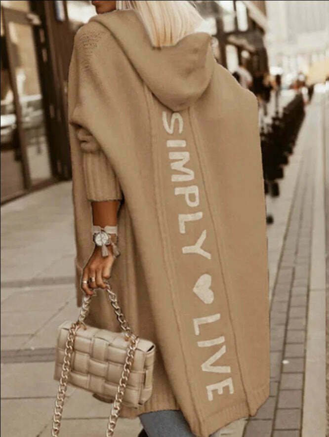 Cozy Loose-Knit Mid-Length Cardigan | Y2K Fashion Aesthetic with Grunge & Cottagecore Vibes