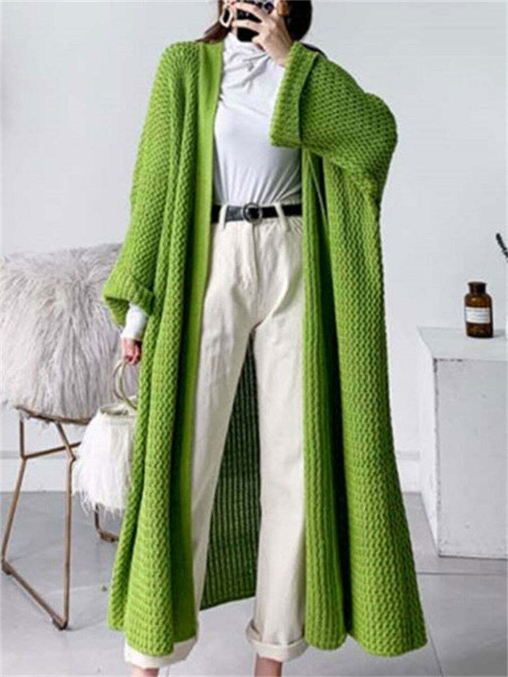 Cozy Loose Knit Cardigan Coat - Y2K Fashion Aesthetic with Grunge & Pastel Goth Vibes