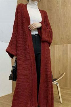 Cozy Loose Knit Cardigan Coat - Y2K Fashion Aesthetic with Grunge & Pastel Goth Vibes