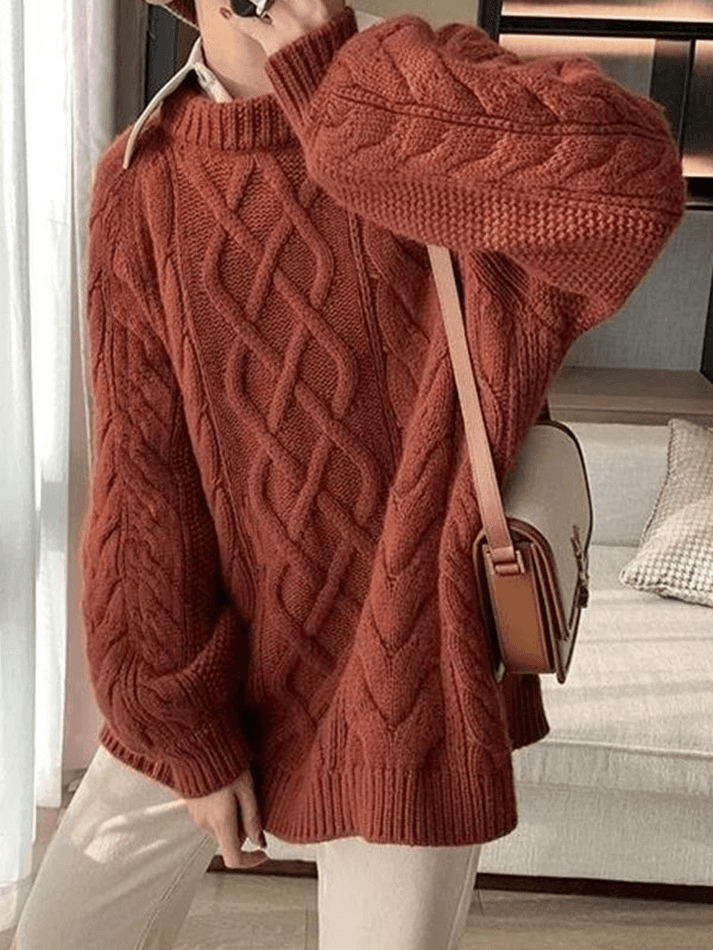 Cozy Oversized Cable Knit Sweater for Y2K Fashion Enthusiasts