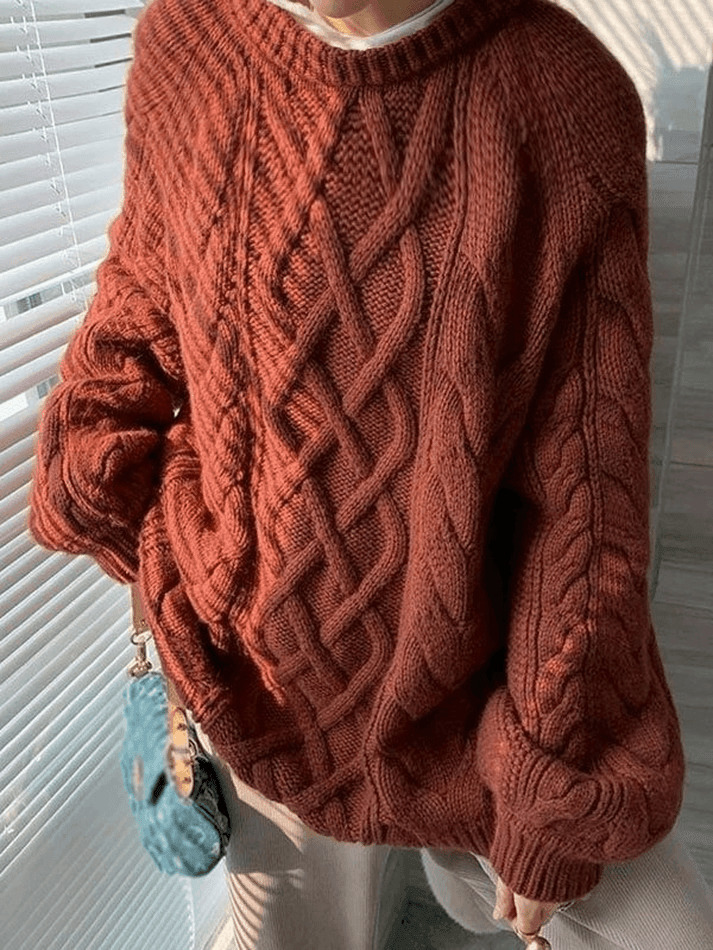 Cozy Oversized Cable Knit Sweater for Y2K Fashion Enthusiasts