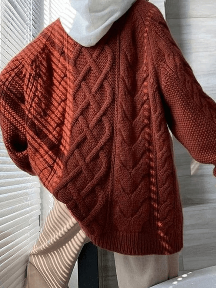 Cozy Oversized Cable Knit Sweater for Y2K Fashion Enthusiasts
