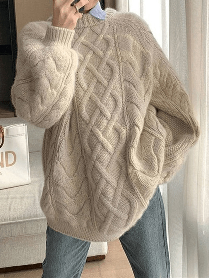 Cozy Oversized Cable Knit Sweater for Y2K Fashion Enthusiasts