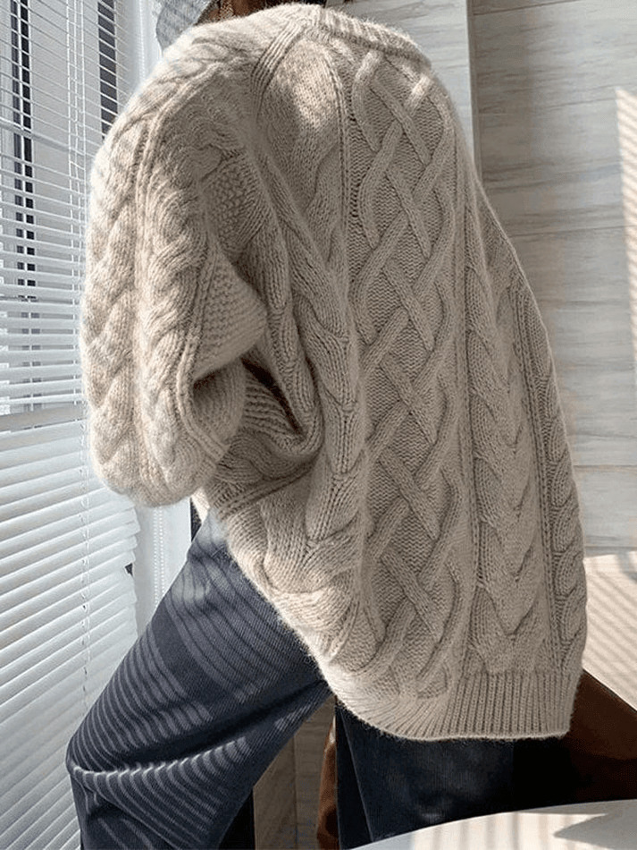 Cozy Oversized Cable Knit Sweater for Y2K Fashion Enthusiasts