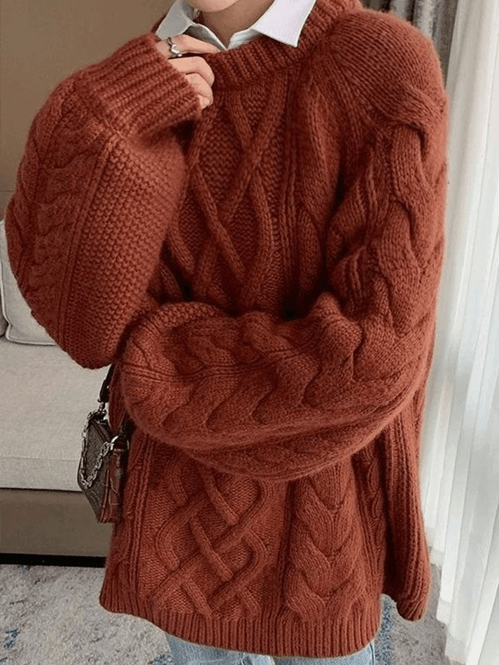 Cozy Oversized Cable Knit Sweater for Y2K Fashion Enthusiasts