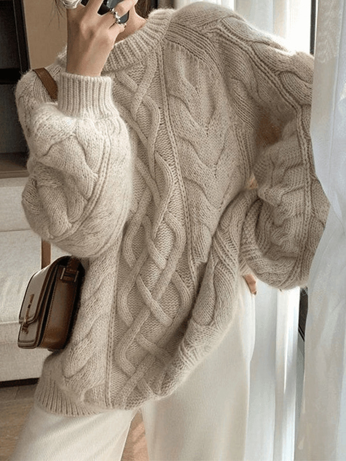 Cozy Oversized Cable Knit Sweater for Y2K Fashion Enthusiasts