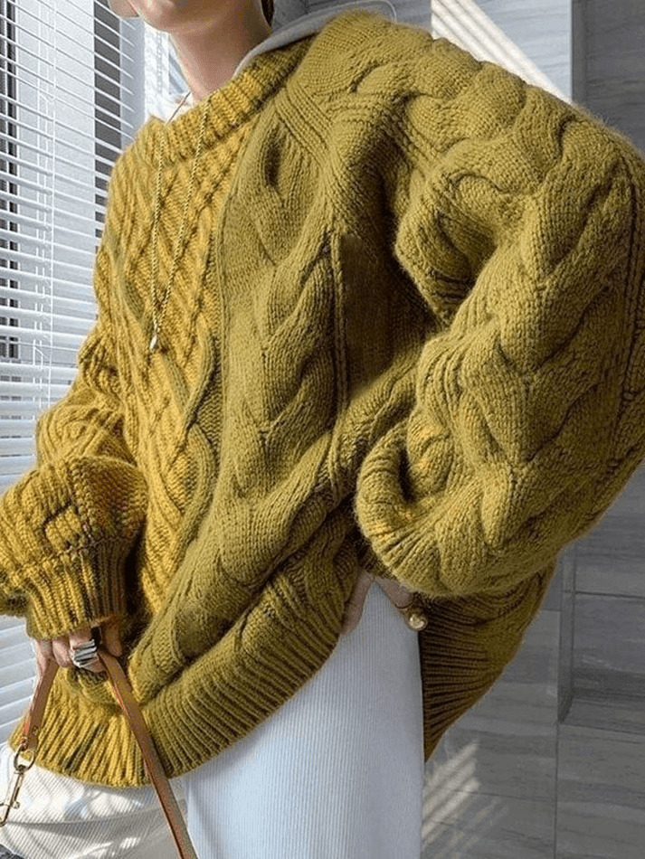 Cozy Oversized Cable Knit Sweater for Y2K Fashion Enthusiasts