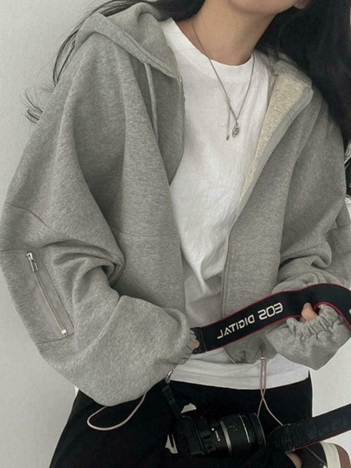 Cozy Oversized Gray Hoodie for Women - Y2K Aesthetic, Grunge Style, Cute Tops, Comfy, Fall Sweaters