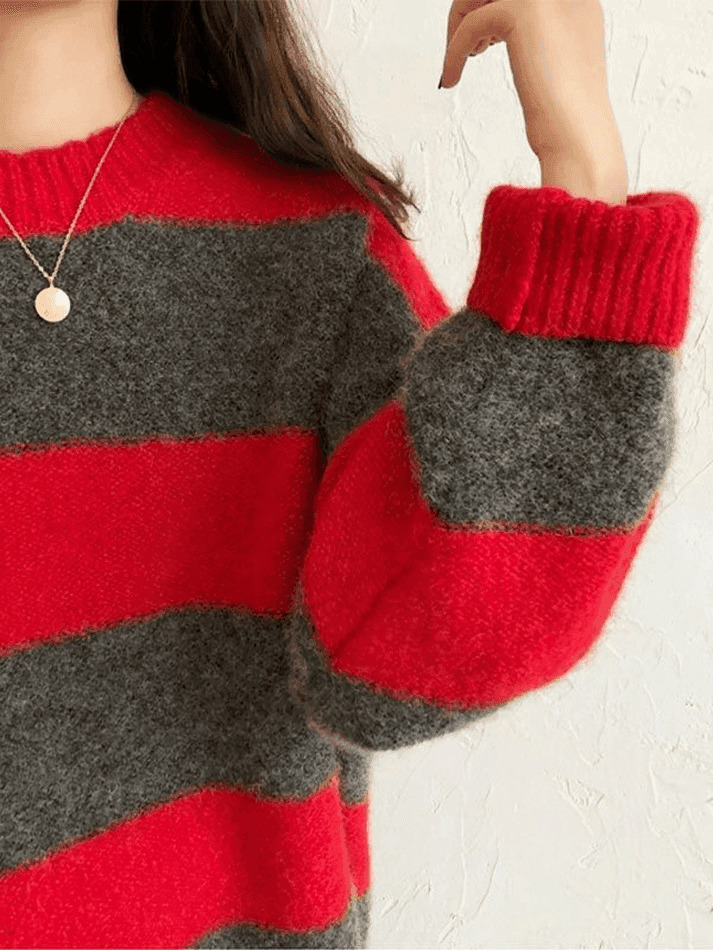 Cozy Oversized Stripe Pullover Sweater for Y2K Fashion Enthusiasts