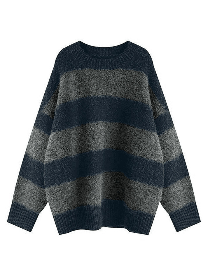 Cozy Oversized Stripe Pullover Sweater for Y2K Fashion Enthusiasts