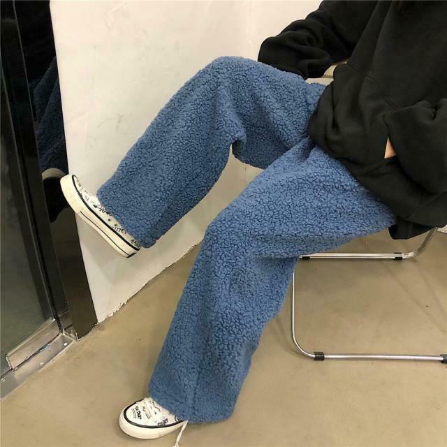 Cozy Sherpa Cargo Pants for Women - Y2K Fashion Aesthetic with a Grunge Twist