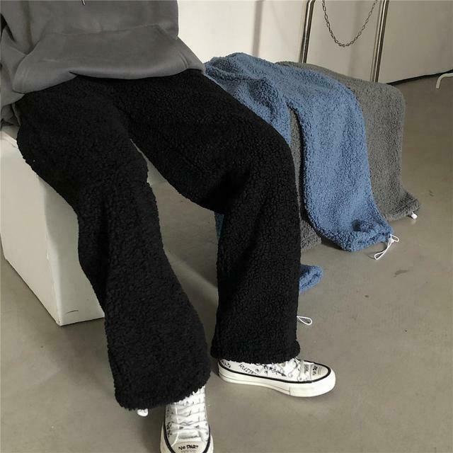 Cozy Sherpa Cargo Pants for Women - Y2K Fashion Aesthetic with a Grunge Twist