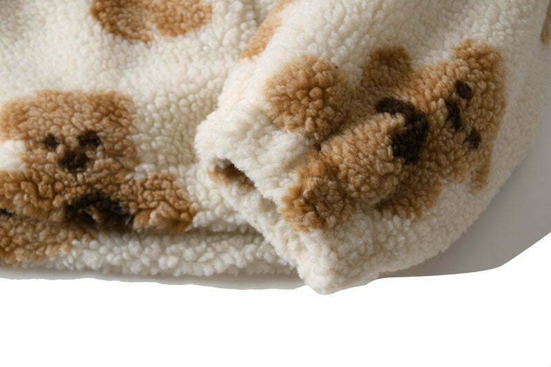 Cozy Teddy Bear Fleece Jacket for Women - Y2K Fashion Aesthetic with a Touch of Grunge Style