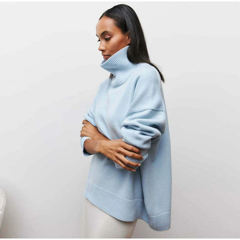 Cozy Turtleneck Pullover: Y2K Aesthetic Fall Favorite for Women's Fashion