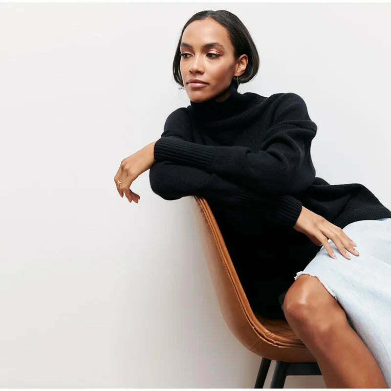 Cozy Turtleneck Pullover: Y2K Aesthetic Fall Favorite for Women's Fashion