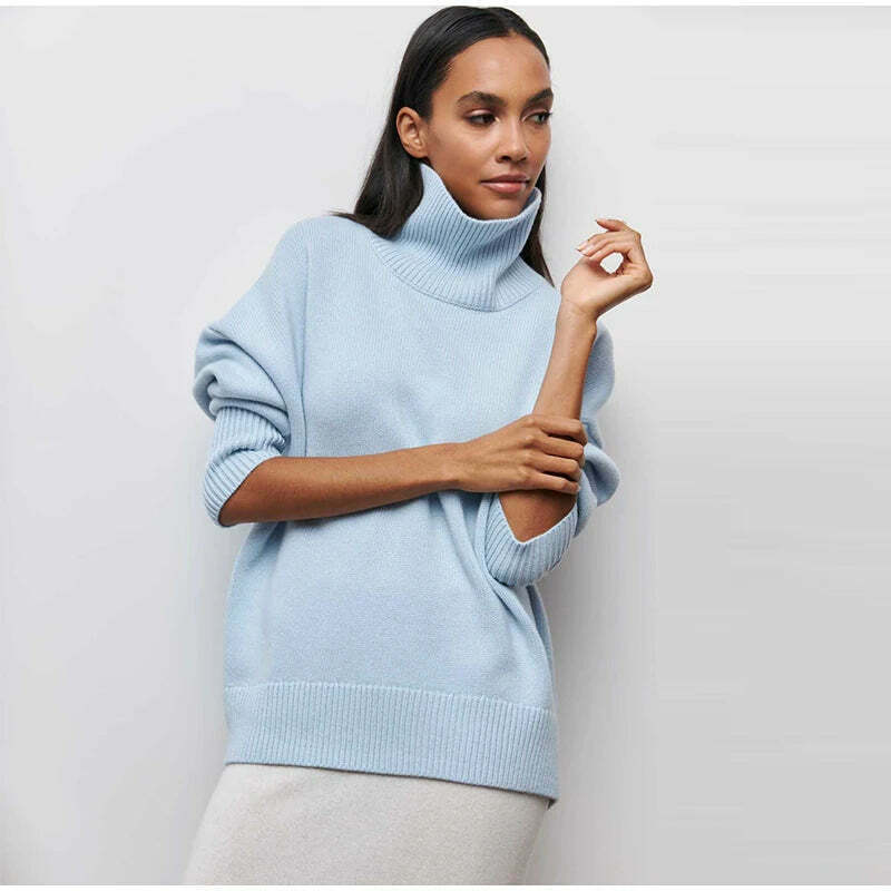 Cozy Turtleneck Pullover: Y2K Aesthetic Fall Favorite for Women's Fashion
