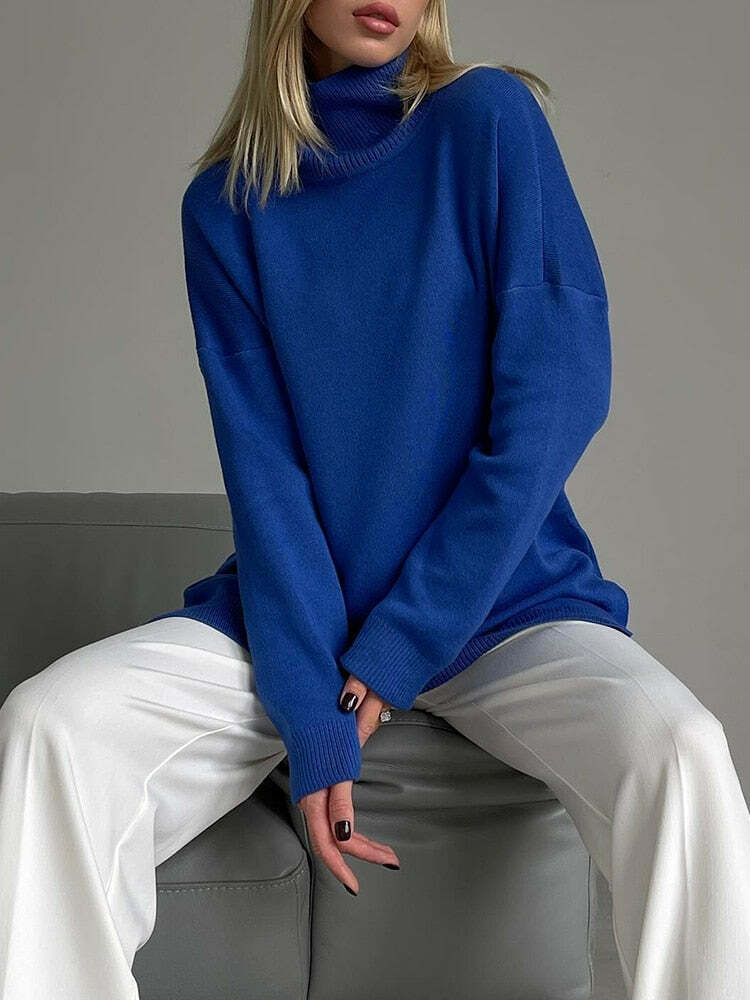 Cozy Up Turtleneck Sweater in Y2K Aesthetic for Women's Fashion