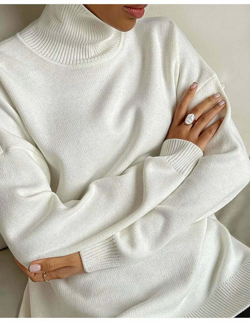 Cozy Up Turtleneck Sweater in Y2K Aesthetic for Women's Fashion