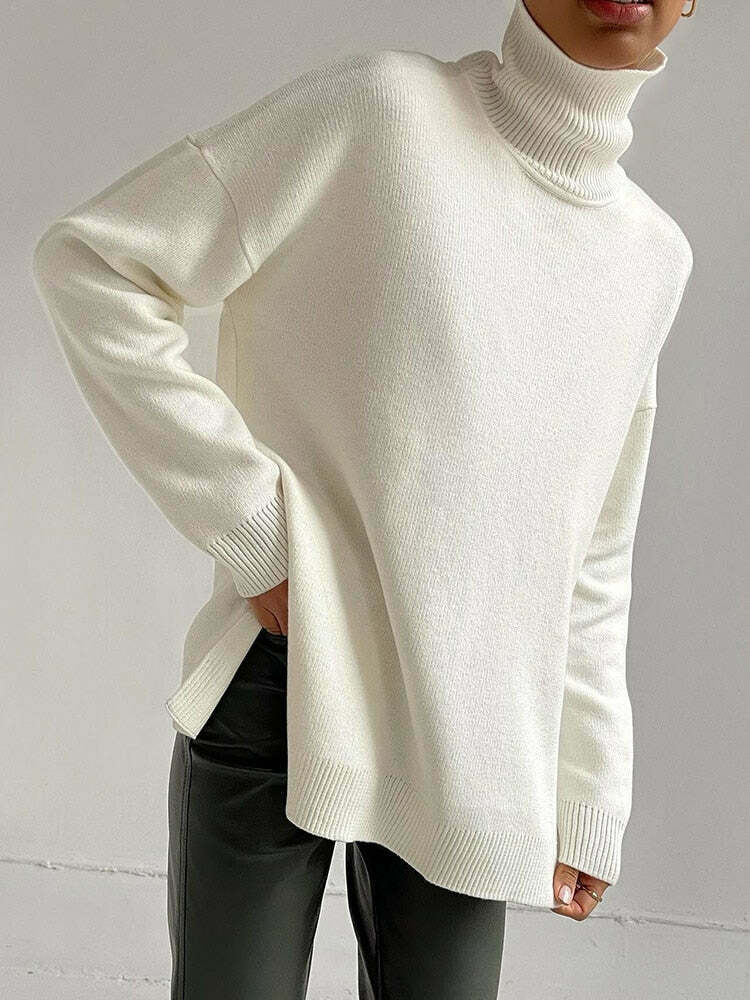 Cozy Up Turtleneck Sweater in Y2K Aesthetic for Women's Fashion