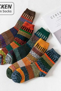 Cozy Winter Cotton Socks Set (5 Pairs) for Y2K Fashion Enthusiasts