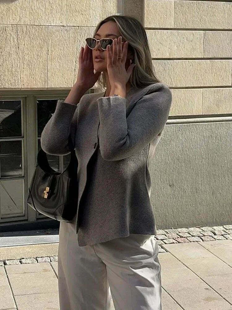 Cozy Winter V-Neck Cardigan Coat for Chic Y2K Fashionistas