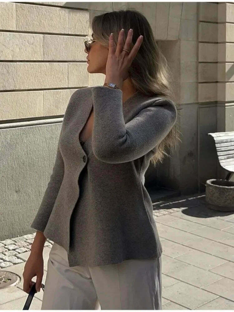 Cozy Winter V-Neck Cardigan Coat for Chic Y2K Fashionistas