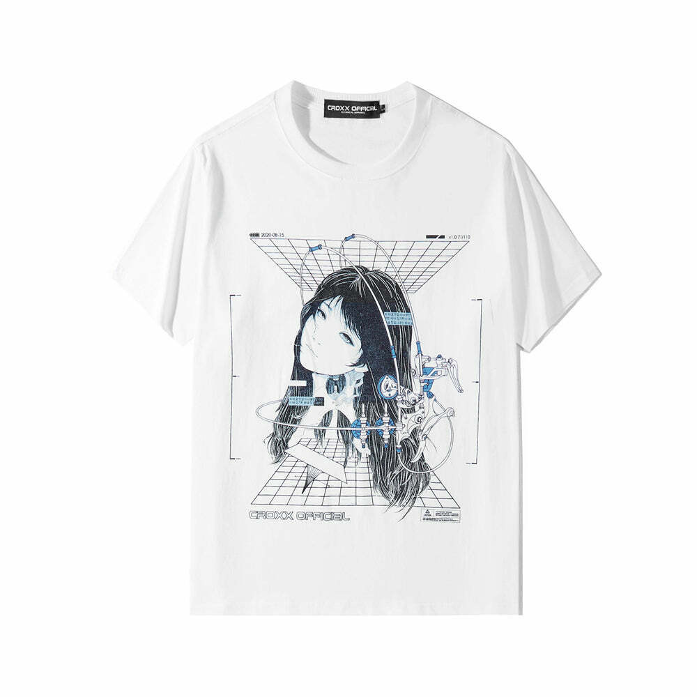 CROXX OFFICIAL Cyber Punk T-Shirt - Y2K Aesthetic Grunge Style Coquette Fashion