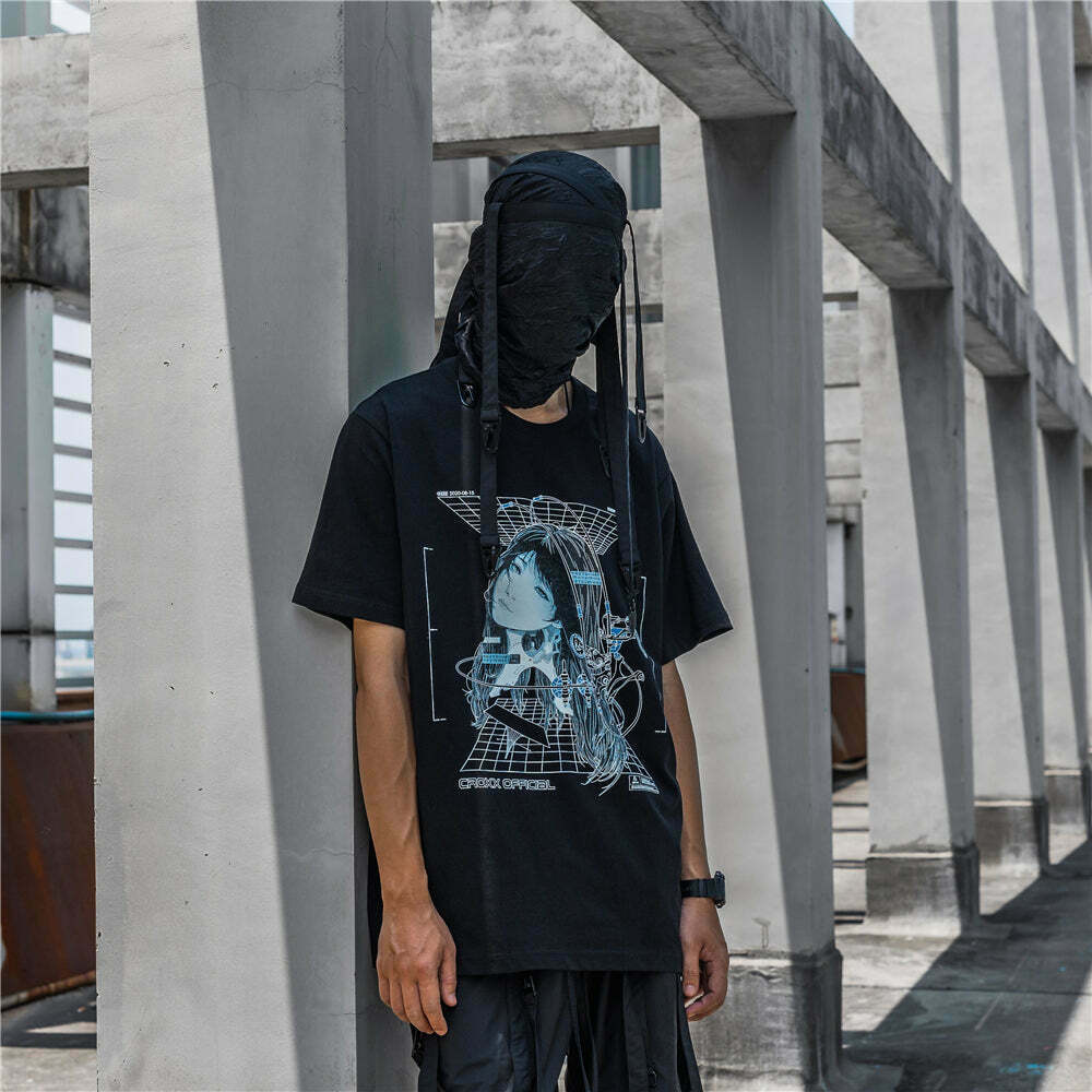 CROXX OFFICIAL Cyber Punk T-Shirt - Y2K Aesthetic Grunge Style Coquette Fashion