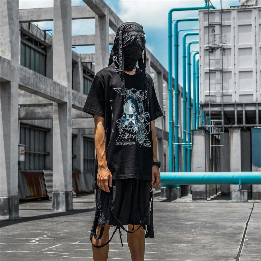 CROXX OFFICIAL Cyber Punk T-Shirt - Y2K Aesthetic Grunge Style Coquette Fashion