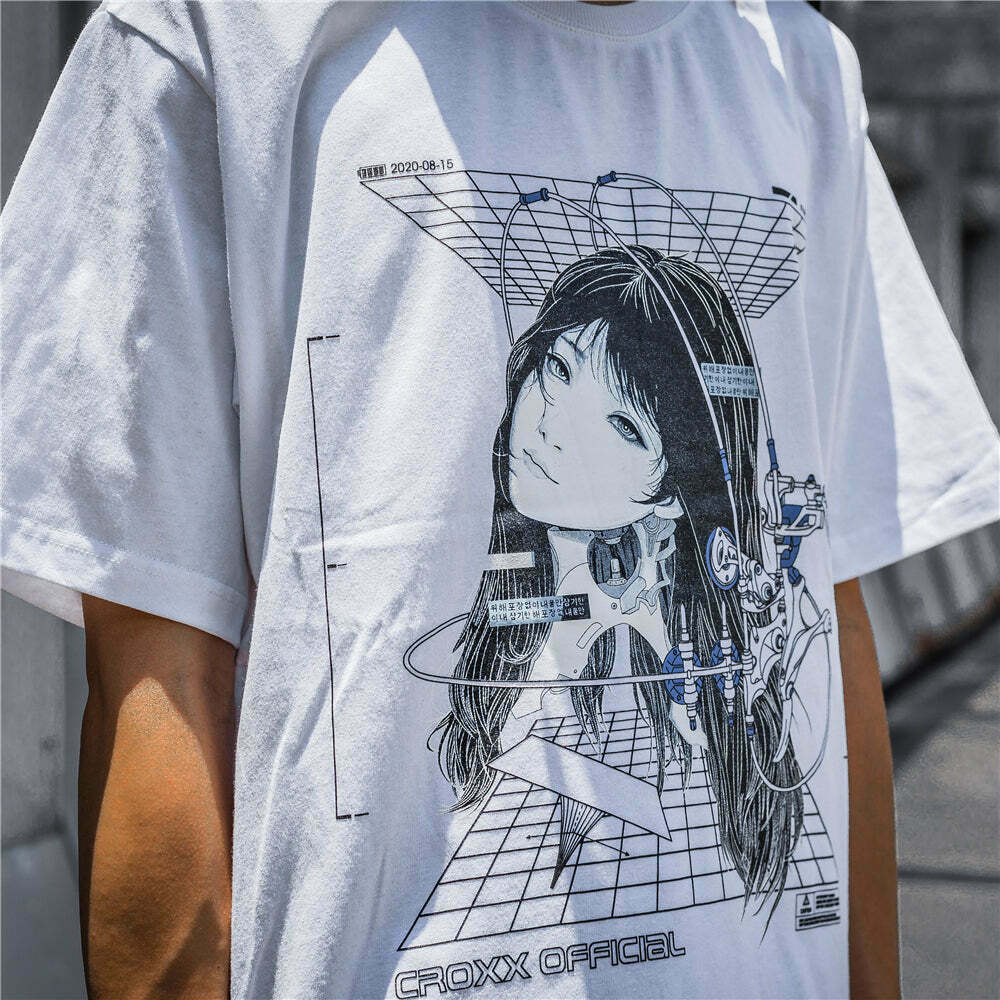 CROXX OFFICIAL Cyber Punk T-Shirt - Y2K Aesthetic Grunge Style Coquette Fashion